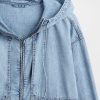 Giacca anorak oversize in denim ripstop con cerniera