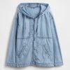 Giacca anorak oversize in denim ripstop con cerniera