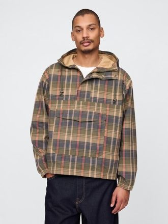 Giacca anorak oversize in tela scozzese