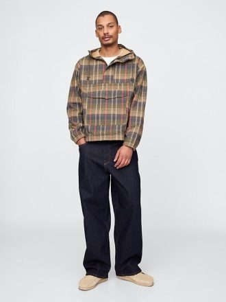 Giacca anorak oversize in tela scozzese