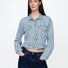 Giacca corta con icona a righe in denim ultrasoft