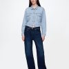 Giacca corta con icona a righe in denim ultrasoft