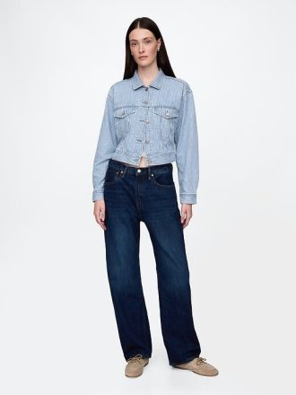 Giacca corta con icona a righe in denim ultrasoft