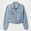 Giacca corta con icona a righe in denim ultrasoft
