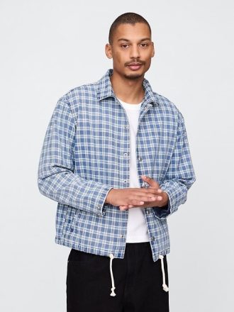 Giacca da coach a quadri in denim