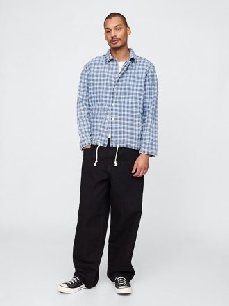 Giacca da coach a quadri in denim
