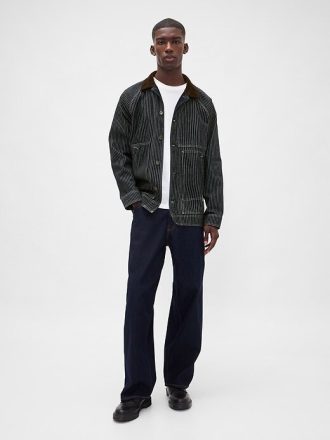 Giacca da lavoro a righe in denim