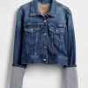Giacca in denim con polsini a spillo e icona corta