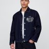 Giacca in denim da allenatore universitario Giacca in denim da allenatore universitario