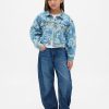 Giacca in denim floreale con maniche a palloncino per bambini Giacca in denim floreale con maniche a palloncino per bambini