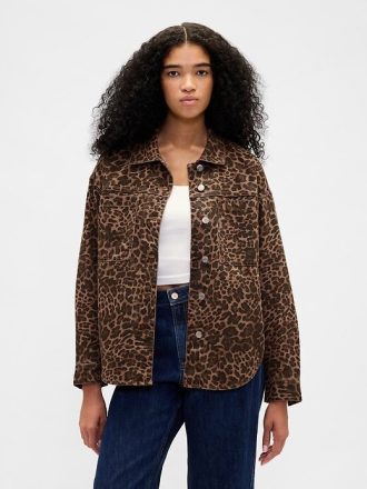 Giacca in denim leopardato ultrasoft