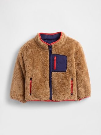 Giacca reversibile leggera in sherpa per neonati e bambini piccoli