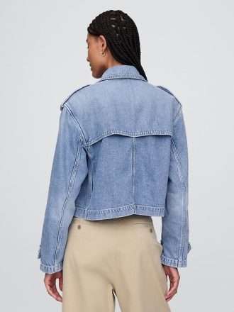 Giacca trench corta in denim ultrasoft