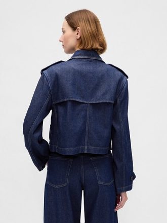 Giacca trench corta in denim ultrasoft