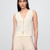 Gilet 100% cotone con lavorazione all’uncinetto Gilet 100% cotone con lavorazione all’uncinetto