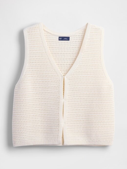 Gilet 100% cotone con lavorazione all’uncinetto Gilet 100% cotone con lavorazione all’uncinetto