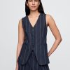 Gilet lungo in misto lino