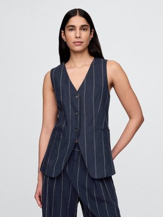 Gilet lungo in misto lino
