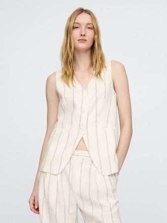 Gilet lungo in misto lino
