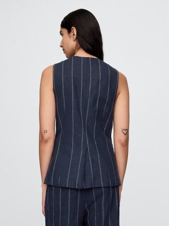 Gilet lungo in misto lino