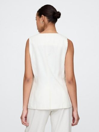 Gilet lungo in misto lino