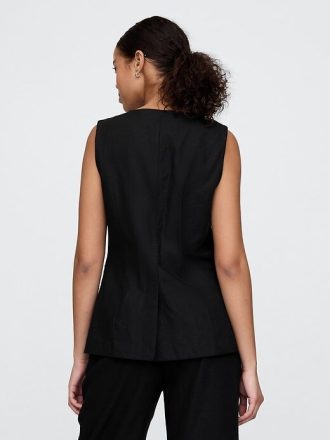 Gilet lungo in misto lino