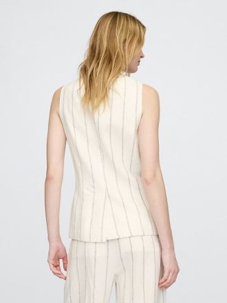 Gilet lungo in misto lino