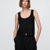Gilet ricamato in misto lino