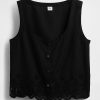 Gilet ricamato in misto lino