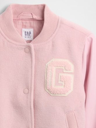 Giubbotto bomber da college in misto lana per bambini