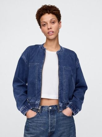 Giubbotto bomber in maglia di jeans