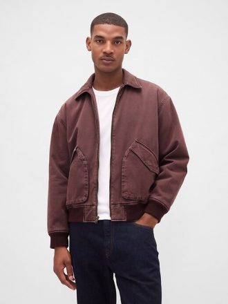 Giubbotto bomber in twill lavato