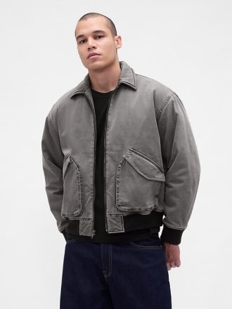 Giubbotto bomber in twill lavato