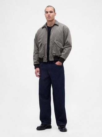 Giubbotto bomber in twill lavato