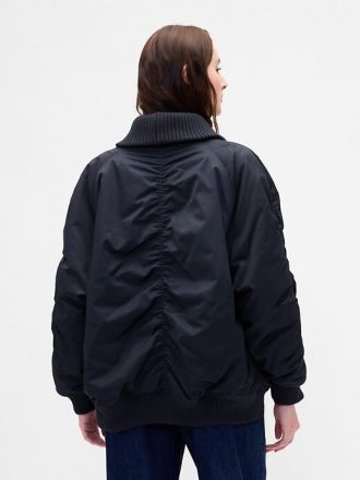 Giubbotto bomber oversize con finiture in maglia