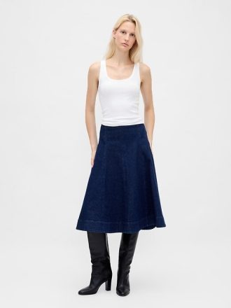 Gonna midi a tulipano in denim