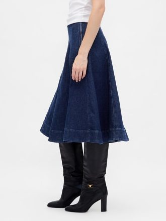 Gonna midi a tulipano in denim