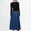 Gonna midi in denim con giogo western