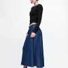 Gonna midi in denim con giogo western