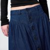 Gonna midi in denim con giogo western