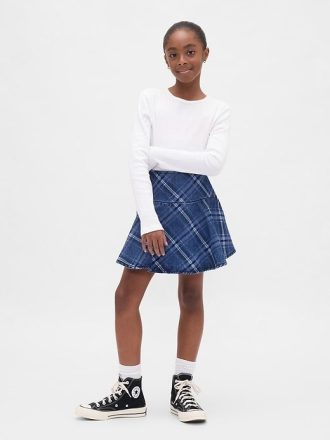 Gonna-pantalone con balze in denim per bambini