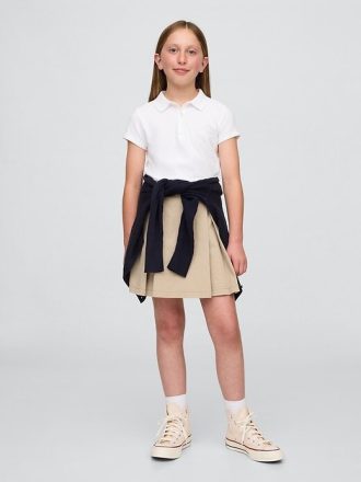 Gonna-pantalone plissettata cachi per bambini, modello uniforme