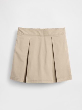 Gonna-pantalone plissettata cachi per bambini, modello uniforme