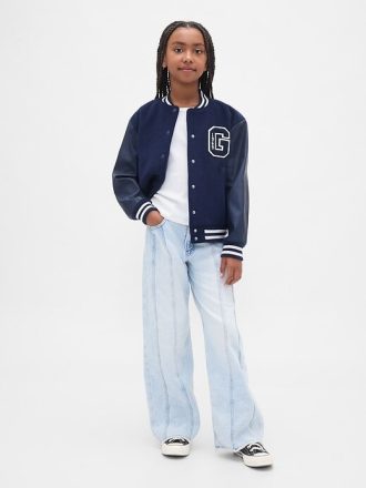 Jeans a gamba larga con cuciture Stride a vita bassa per bambini