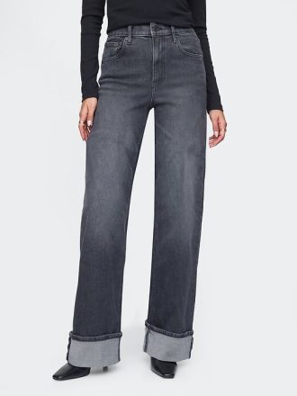 Jeans a gamba larga con risvolto e vita alta Stride