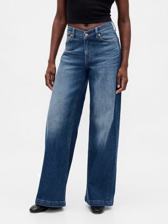 Jeans a gamba larga con vita a V e vita alta Stride