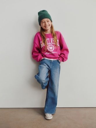 Jeans a gamba larga e vita alta Stride per bambini