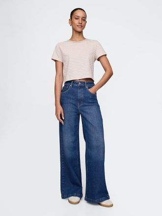 Jeans a gamba larga Stride a vita alta extra