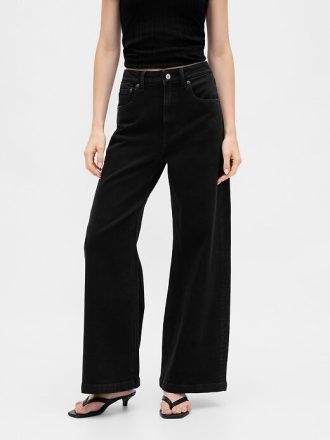 Jeans a gamba larga Stride a vita alta extra