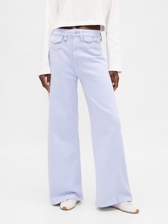 Jeans a gamba larga Stride a vita alta extra